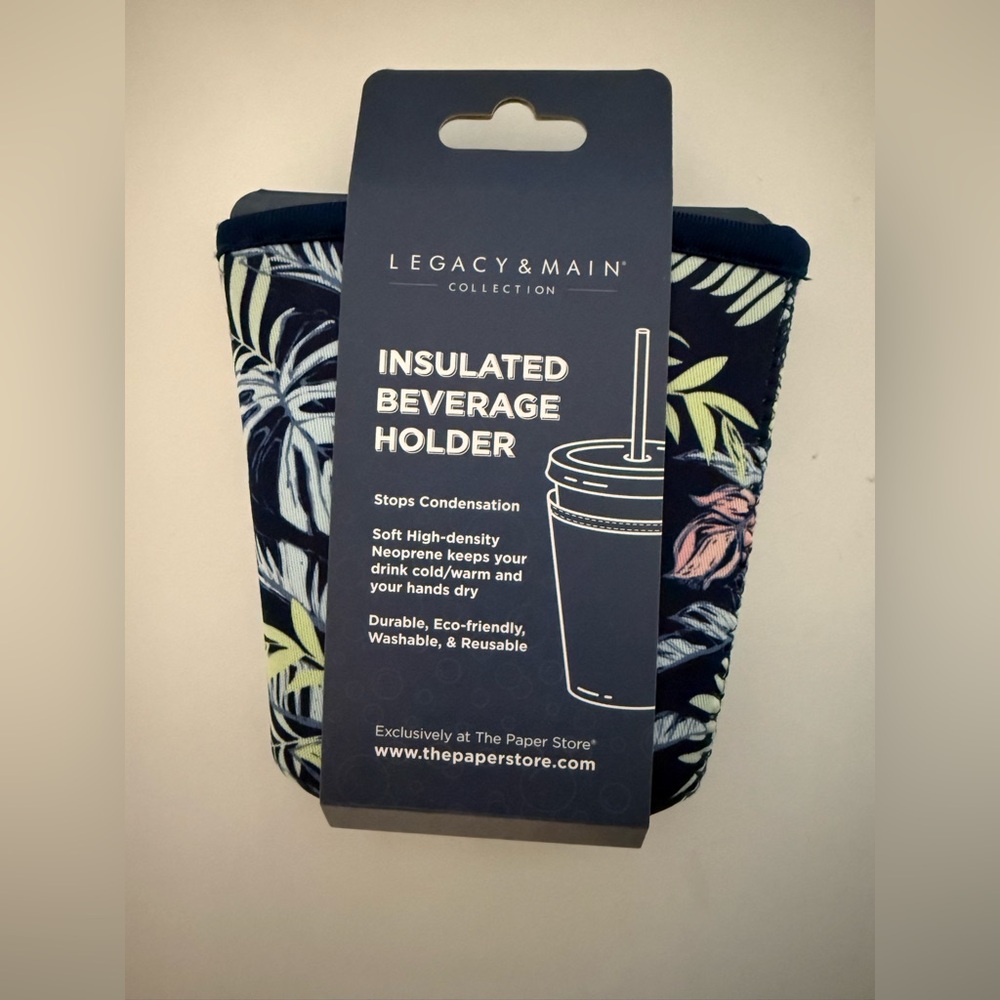 NWT Insulated Beverage Holder - Navy with Floral Design